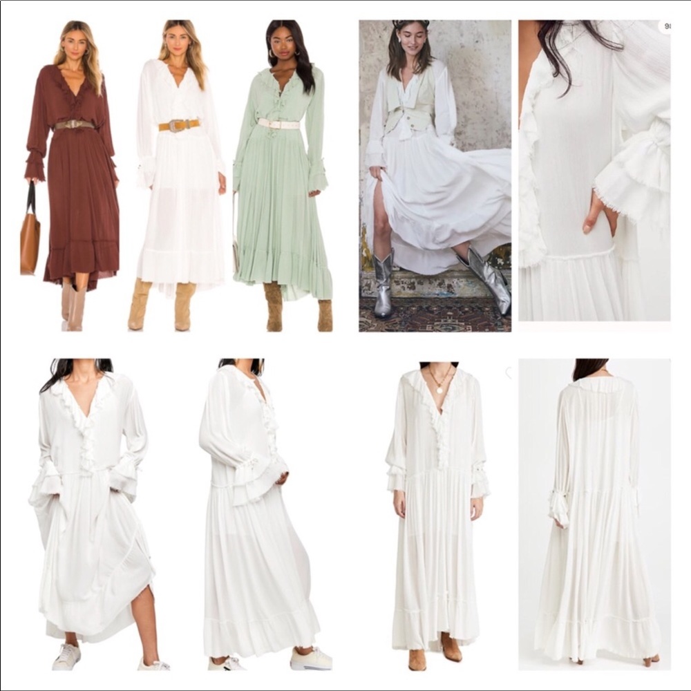 Free People Ivory White Maxi Dress with Ruffle Trim - Picture 3 of 8